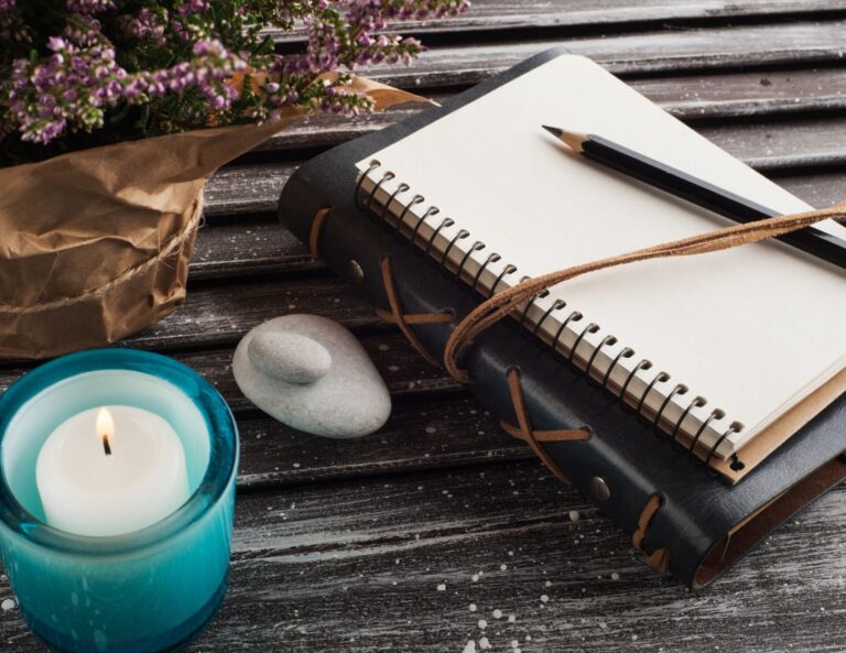 A journal and candle ritual