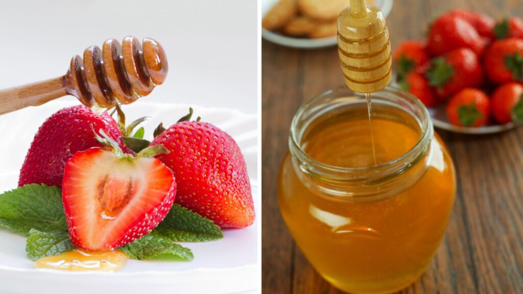 Strawberries with honey to celebrate the strawberry honey moon