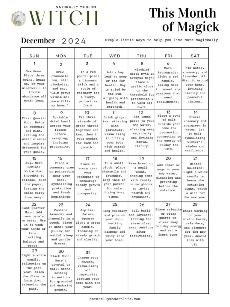 witchy December calendar